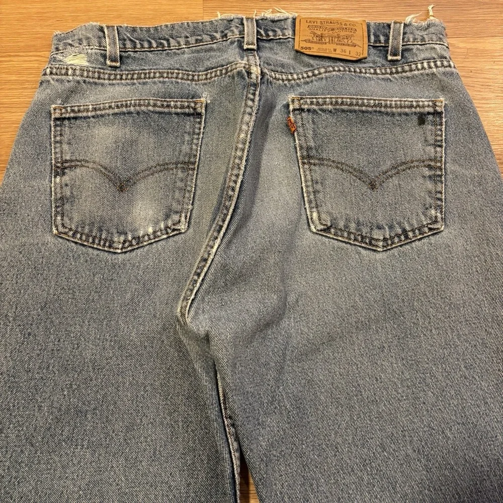VTG 1997 Levis 505 Orange Tab Jeans Mens 34x31 Made In USA Distressed Faded 90s
